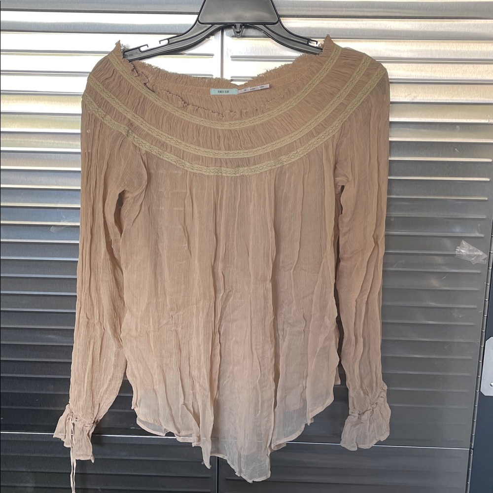 Kimchi Blue Ruffled Tan Blouse